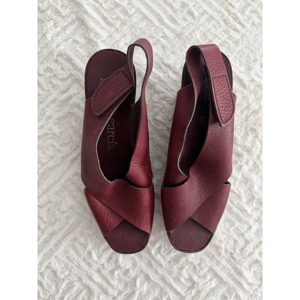 Pedro Garcia Federica Burgundy Leather Suede Platform Wedge Sandals Lagenlook - Picture 2 of 8